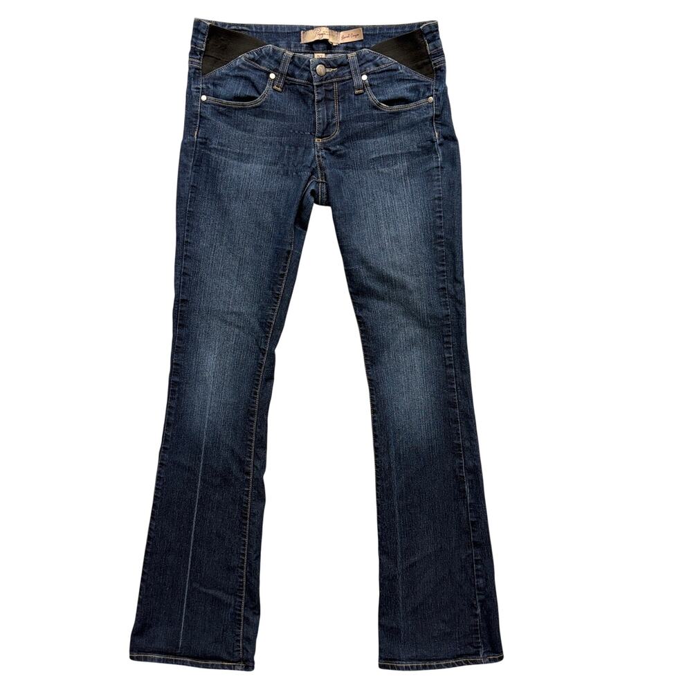 Paige Maternity Laurel Canyon Dark Wash Bootcut Flare Jeans Side Panel Size 27